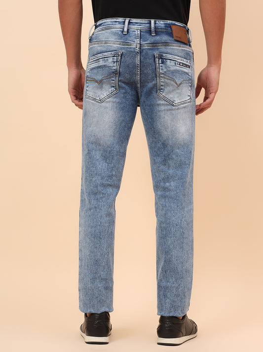 Denim Jeans for Men l Breathable & Soft with Color Fastness Straight Fit Cotton Blend Fabric Solid Pattern Button Closure