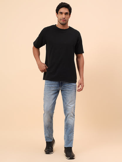 Denim Jeans for Men l Breathable & Soft with Color Fastness Straight Fit Cotton Blend Fabric Solid Pattern Button Closure