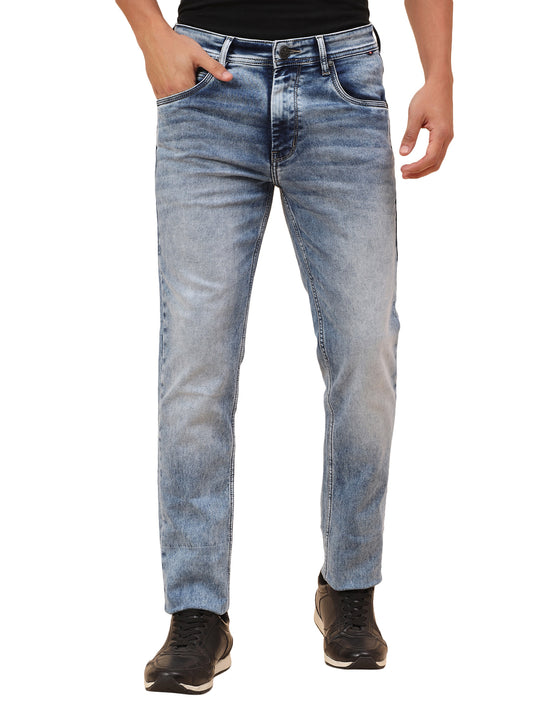 Denim Jeans for Men l Breathable & Soft with Color Fastness Straight Fit Cotton Blend Fabric Solid Pattern Button Closure