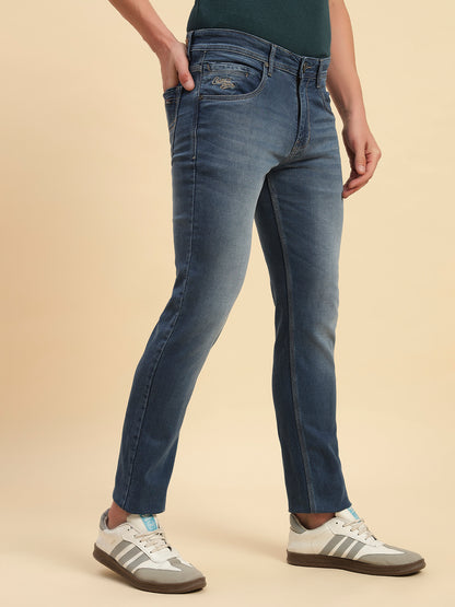 Denim Jeans for Men l Breathable & Soft with Color Fastness Slim Fit Cotton Fabric Solid Pattern Button Closure