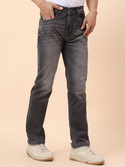 Denim Jeans for Men | Breathable & Soft with Color Fastness Straight Fit Cotton Blend Fabric Solid Pattern Button Closure