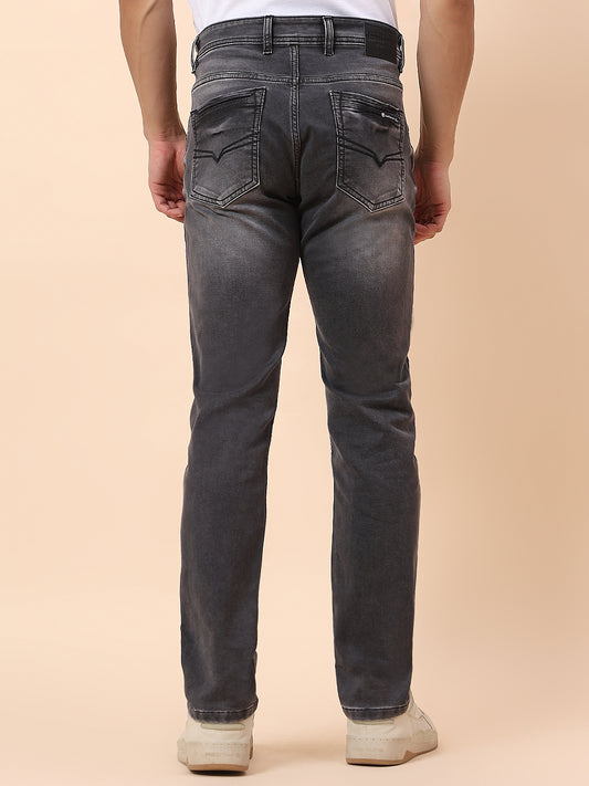 Denim Jeans for Men | Breathable & Soft with Color Fastness Straight Fit Cotton Blend Fabric Solid Pattern Button Closure