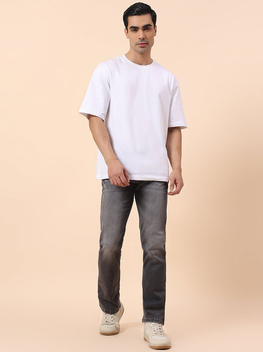 Denim Jeans for Men | Breathable & Soft with Color Fastness Straight Fit Cotton Blend Fabric Solid Pattern Button Closure