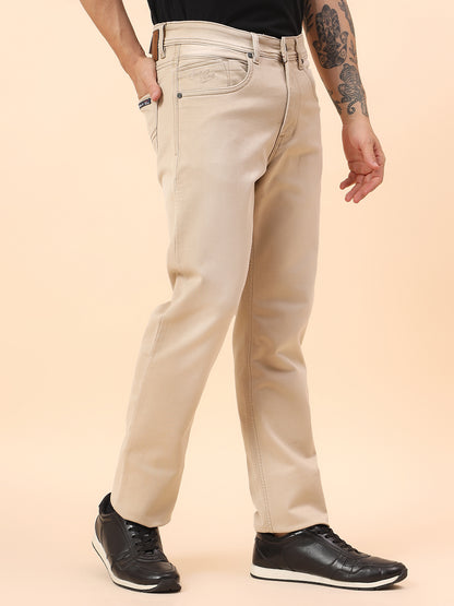 Denim Jeans for Men l Breathable & Soft with Color Fastness Straight Fit Cotton Blend Fabric Solid Pattern Button Closure