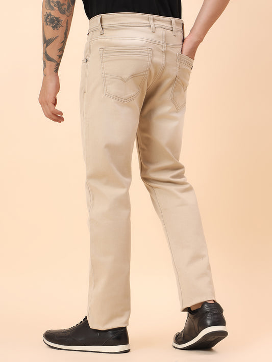 Denim Jeans for Men l Breathable & Soft with Color Fastness Straight Fit Cotton Blend Fabric Solid Pattern Button Closure