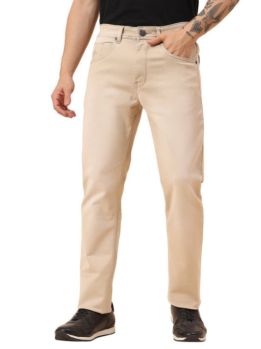 Denim Jeans for Men l Breathable & Soft with Color Fastness Straight Fit Cotton Blend Fabric Solid Pattern Button Closure