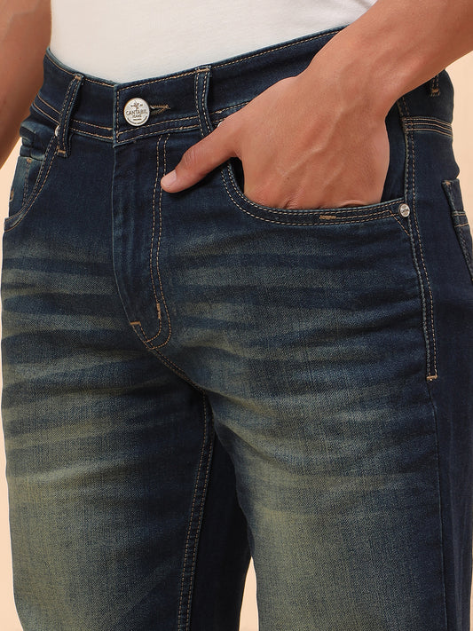 Denim Jeans for Men l Breathable & Soft with Color Fastness Straight Fit Cotton Blend Fabric Solid Pattern Button Closure