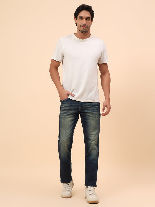Denim Jeans for Men l Breathable & Soft with Color Fastness Straight Fit Cotton Blend Fabric Solid Pattern Button Closure