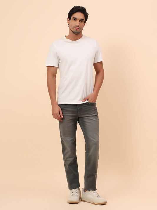 Denim Jeans for Men l Breathable & Soft with Color Fastness Straight Fit Cotton Blend Fabric Solid Pattern Button Closure