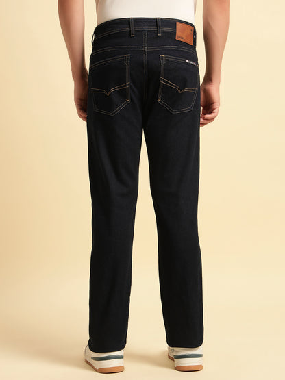 Denim Jeans for Men | Breathable & Soft with Color Fastness Straight Fit Cotton Fabric Solid Pattern Button Closure
