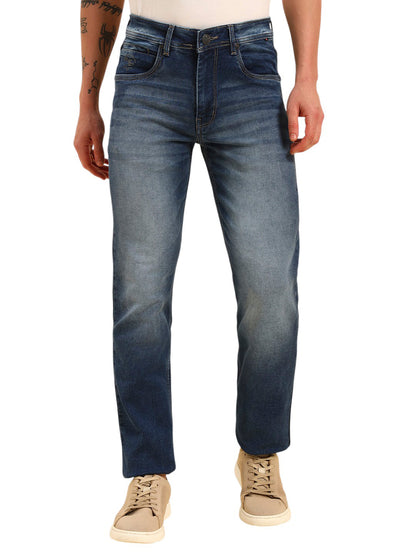 Denim Jeans for Men | Breathable & Soft with Color Fastness Slim Fit Cotton Fabric Solid Pattern Button Closure