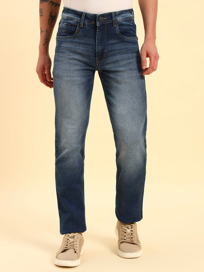 Denim Jeans for Men | Breathable & Soft with Color Fastness Slim Fit Cotton Fabric Solid Pattern Button Closure