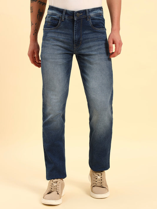 Denim Jeans for Men | Breathable & Soft with Color Fastness Slim Fit Cotton Fabric Solid Pattern Button Closure