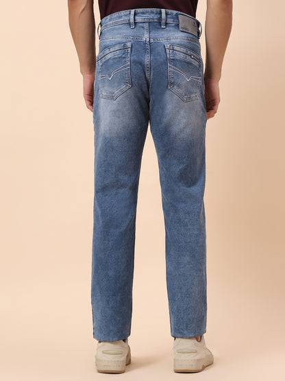 Denim Jeans for Men | Breathable & Soft with Color Fastness Straight Fit Cotton Blend Fabric Solid Pattern Button Closure