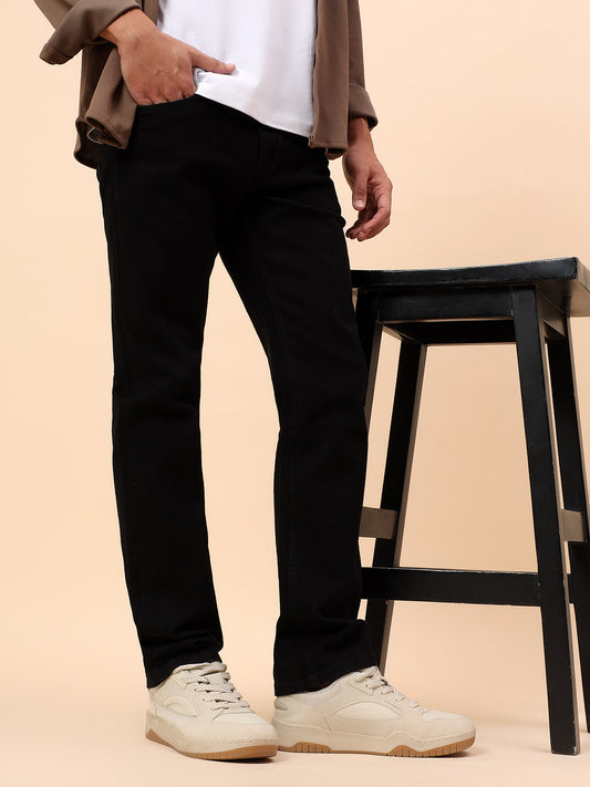 Denim Jeans for Men l Breathable & Soft with Color Fastness Straight Fit Cotton Blend Fabric Solid Pattern Button Closure