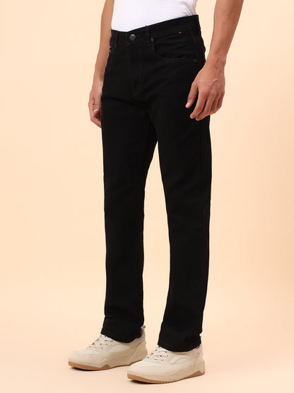 Denim Jeans for Men l Breathable & Soft with Color Fastness Straight Fit Cotton Blend Fabric Solid Pattern Button Closure