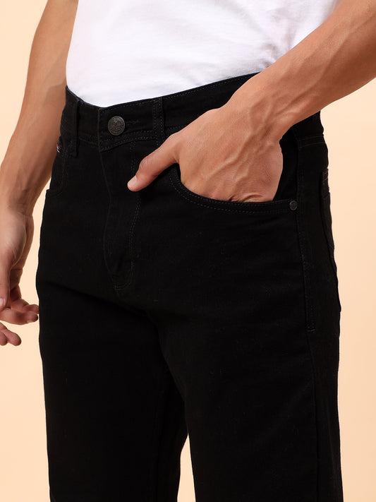 Denim Jeans for Men l Breathable & Soft with Color Fastness Straight Fit Cotton Blend Fabric Solid Pattern Button Closure