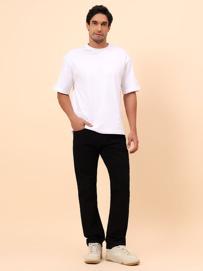 Denim Jeans for Men l Breathable & Soft with Color Fastness Straight Fit Cotton Blend Fabric Solid Pattern Button Closure