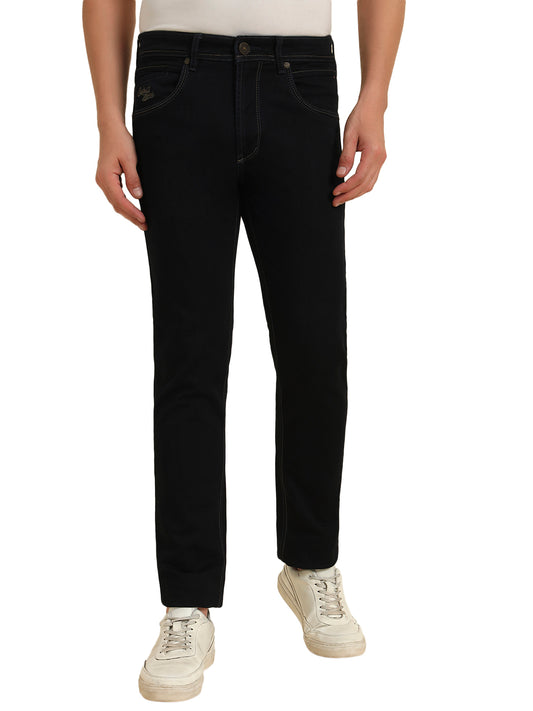 Denim Jeans for Men l Breathable & Soft with Color Fastness Slim Fit Cotton Fabric Solid Pattern Button Closure