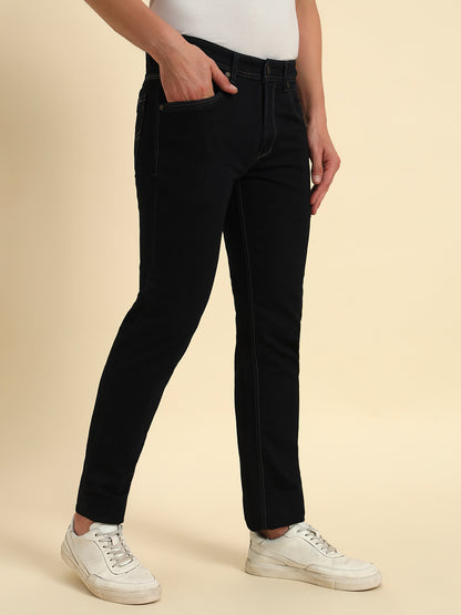 Denim Jeans for Men l Breathable & Soft with Color Fastness Slim Fit Cotton Fabric Solid Pattern Button Closure