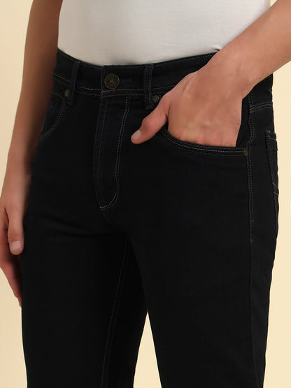 Denim Jeans for Men l Breathable & Soft with Color Fastness Slim Fit Cotton Fabric Solid Pattern Button Closure