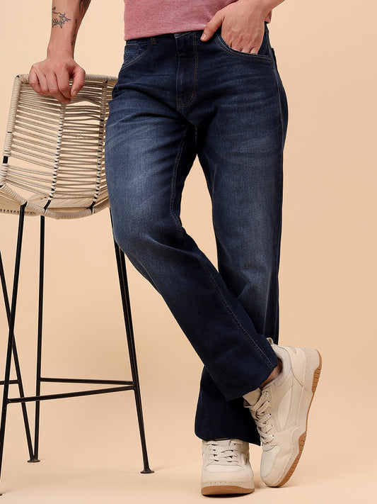 Denim Jeans for Men l Breathable & Soft with Color Fastness Straight Fit Cotton Fabric Solid Pattern Button Closure