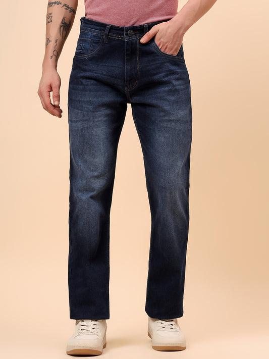 Denim Jeans for Men l Breathable & Soft with Color Fastness Straight Fit Cotton Fabric Solid Pattern Button Closure