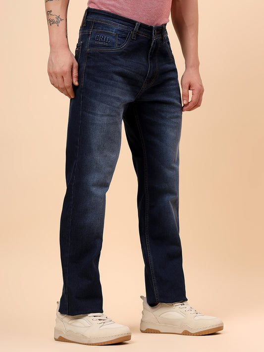 Denim Jeans for Men l Breathable & Soft with Color Fastness Straight Fit Cotton Fabric Solid Pattern Button Closure