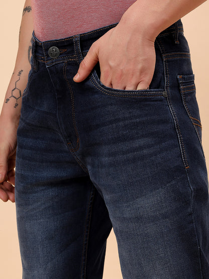Denim Jeans for Men l Breathable & Soft with Color Fastness Straight Fit Cotton Fabric Solid Pattern Button Closure