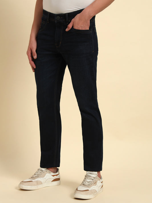 Denim Jeans for Men l Breathable & Soft with Color Fastness Slim Fit Cotton Fabric Solid Pattern Button Closure