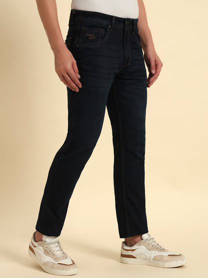 Denim Jeans for Men l Breathable & Soft with Color Fastness Slim Fit Cotton Fabric Solid Pattern Button Closure