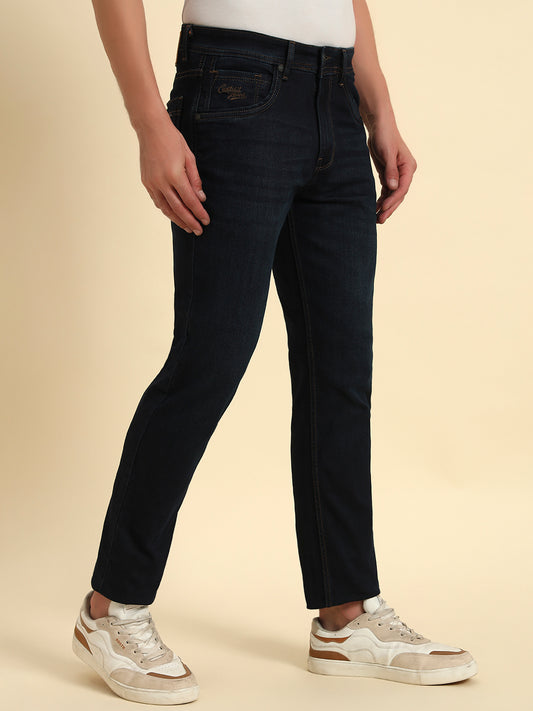 Denim Jeans for Men l Breathable & Soft with Color Fastness Slim Fit Cotton Fabric Solid Pattern Button Closure