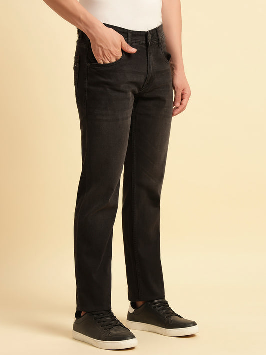 Denim Jeans for Men | Breathable & Soft with Color Fastness Slim Fit Cotton Fabric Solid Pattern Button Closure