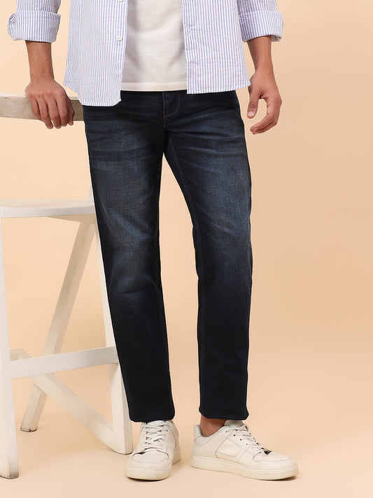 Denim Jeans for Men l Breathable & Soft with Color Fastness Straight Fit Cotton Blend Fabric Solid Pattern Button Closure