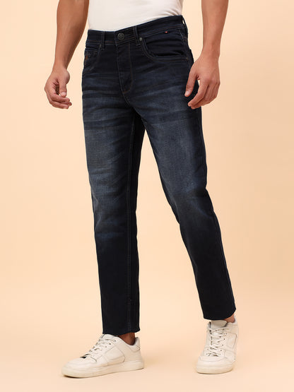 Denim Jeans for Men l Breathable & Soft with Color Fastness Straight Fit Cotton Blend Fabric Solid Pattern Button Closure