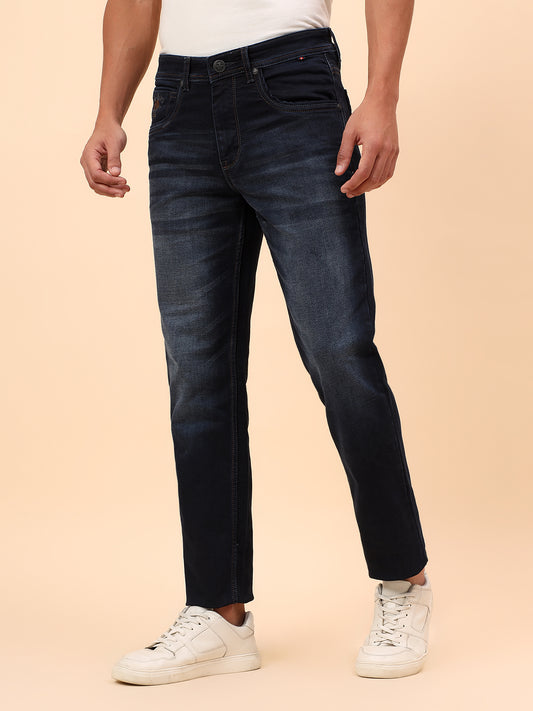 Denim Jeans for Men l Breathable & Soft with Color Fastness Straight Fit Cotton Blend Fabric Solid Pattern Button Closure