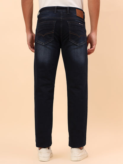 Denim Jeans for Men l Breathable & Soft with Color Fastness Straight Fit Cotton Blend Fabric Solid Pattern Button Closure