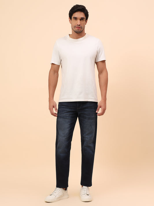 Denim Jeans for Men l Breathable & Soft with Color Fastness Straight Fit Cotton Blend Fabric Solid Pattern Button Closure