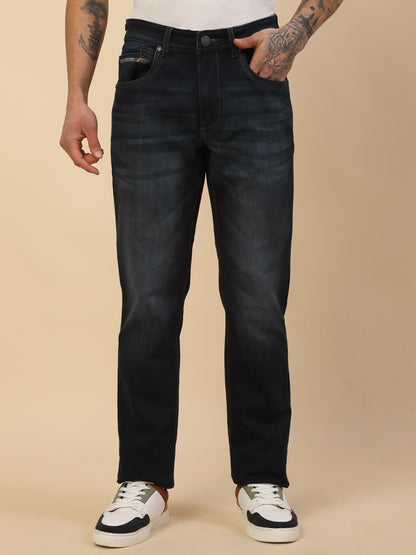 Denim Jeans for Men | Breathable & Soft with Color Fastness Slim Fit Poly Cotton Fabric Solid Pattern Button Closure