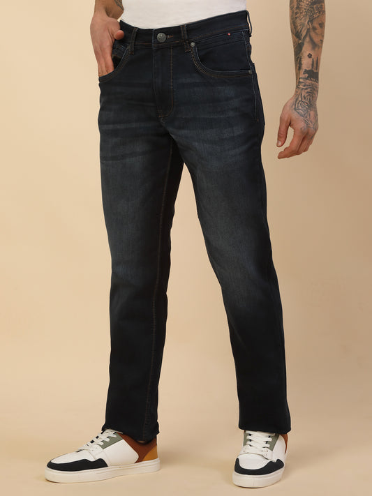 Denim Jeans for Men | Breathable & Soft with Color Fastness Slim Fit Poly Cotton Fabric Solid Pattern Button Closure