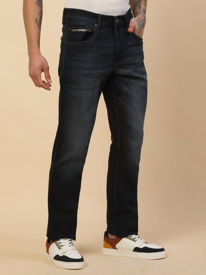 Denim Jeans for Men | Breathable & Soft with Color Fastness Slim Fit Poly Cotton Fabric Solid Pattern Button Closure