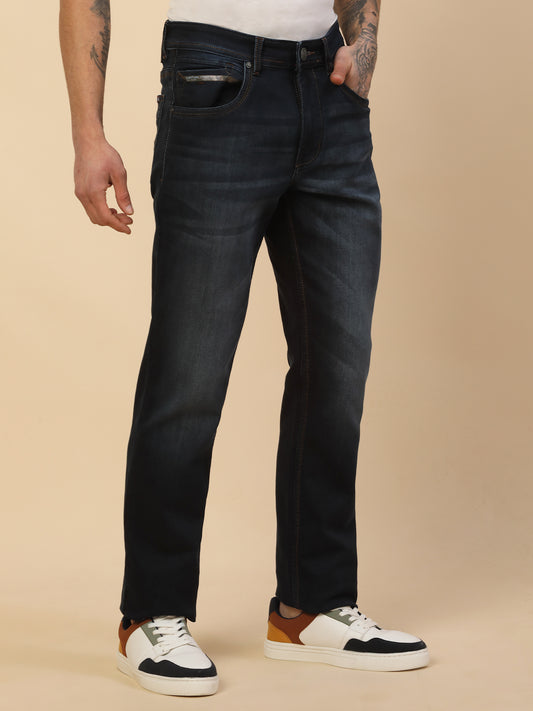 Denim Jeans for Men | Breathable & Soft with Color Fastness Slim Fit Poly Cotton Fabric Solid Pattern Button Closure