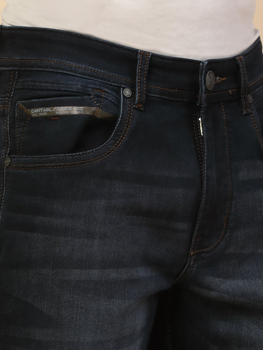 Denim Jeans for Men | Breathable & Soft with Color Fastness Slim Fit Poly Cotton Fabric Solid Pattern Button Closure