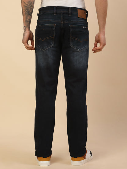 Denim Jeans for Men | Breathable & Soft with Color Fastness Slim Fit Poly Cotton Fabric Solid Pattern Button Closure