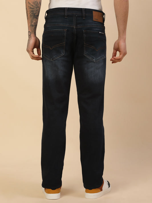 Denim Jeans for Men | Breathable & Soft with Color Fastness Slim Fit Poly Cotton Fabric Solid Pattern Button Closure