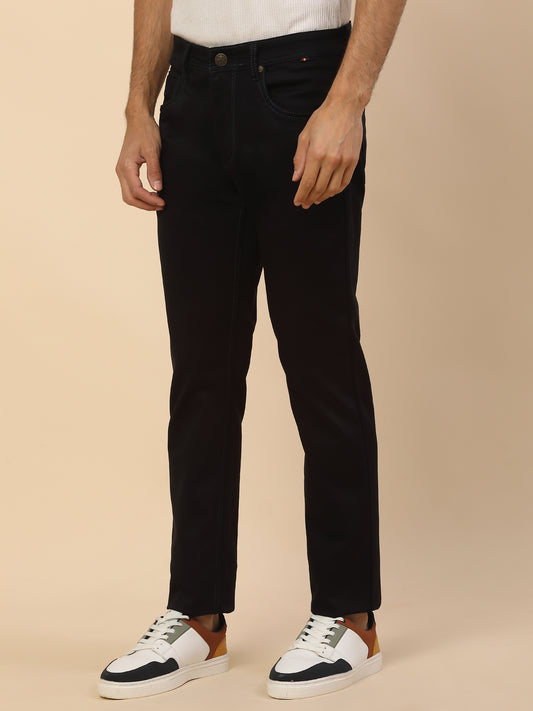 Denim Jeans for Men | Breathable & Soft with Color Fastness Slim Fit Poly Cotton Fabric Solid Pattern Button Closure