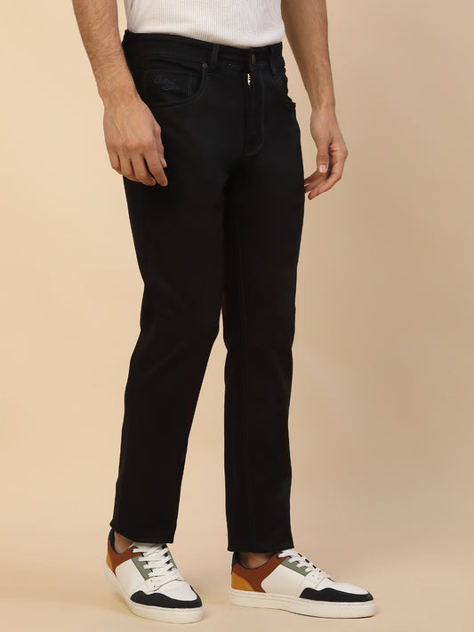 Denim Jeans for Men | Breathable & Soft with Color Fastness Slim Fit Poly Cotton Fabric Solid Pattern Button Closure