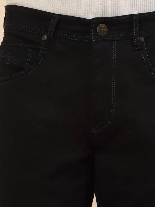 Denim Jeans for Men | Breathable & Soft with Color Fastness Slim Fit Poly Cotton Fabric Solid Pattern Button Closure