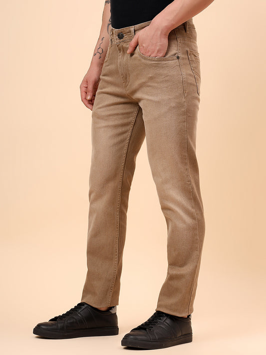 Denim Jeans for Men l Breathable & Soft with Color Fastness Slim Fit Cotton Fabric Solid Pattern Button Closure