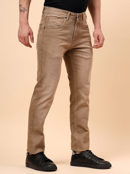 Denim Jeans for Men l Breathable & Soft with Color Fastness Slim Fit Cotton Fabric Solid Pattern Button Closure